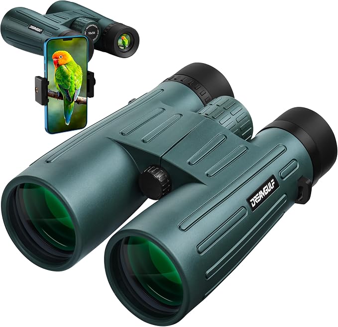 18x56 UHD Binoculars for Adults High Powered with Upgraded Phone Adapter, Wide Field of View Binoculars with Clear Low Light Vision, Lightweight Waterproof Binocular for Bird Watching Travel Cruise