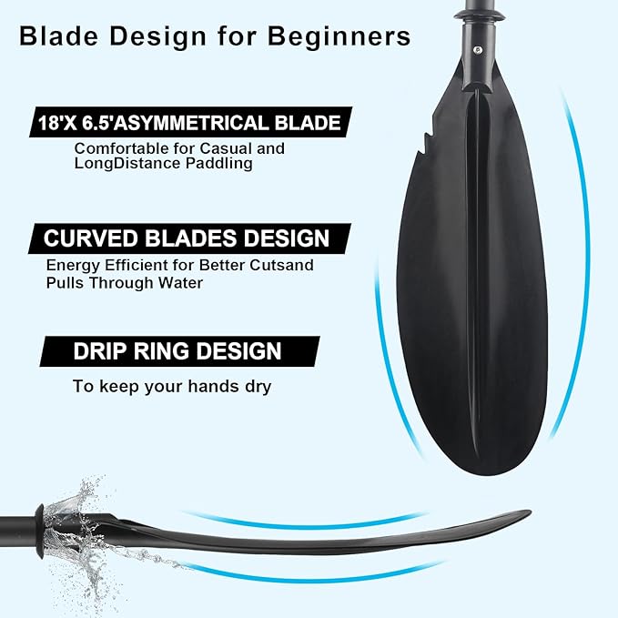 Kayak Paddles for Adults, Kayak Paddles Oars Telescoping Heavy Duty 360° Rotatable Blade with Paddle Leash & Non-Slip Grip Floating Paddle for Kayaking Inflatable Kayaks SUP Canoeing