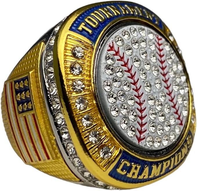 Legacy Rings 1 or 12 Pack Softball Baseball Championship Trophy Ring Tournament Champions or Finalists Silver-Tone Clear