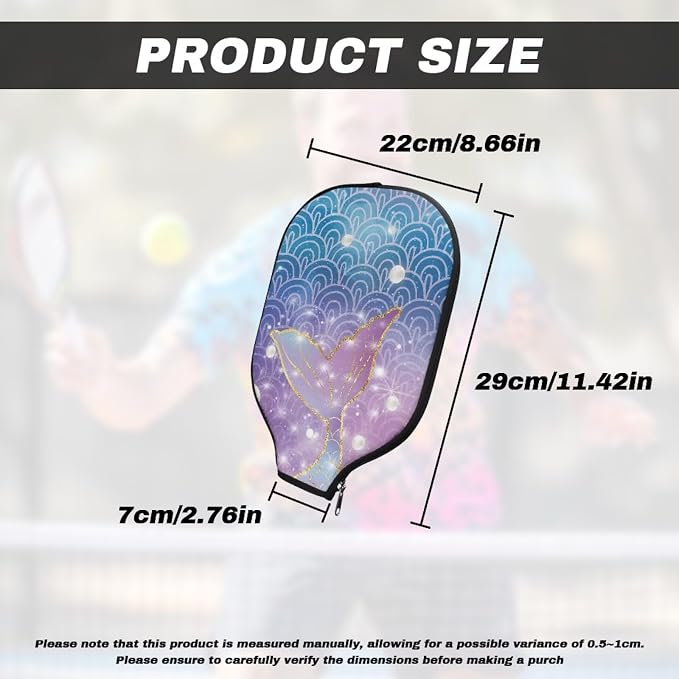 Pickleball Paddle Covers, Fits Standard Pickleball Racquets, Durable Zippered Paddle Cover Universal 8.6 x 11.4Inch