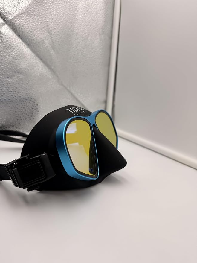 Tidal Freedive Mask - Aluma Pro with Advanced Anti-Fog Technology. Ultra Low Volume Mask for Freediving, Snorkeling and Scuba Diving. Tempered Glass Lens.