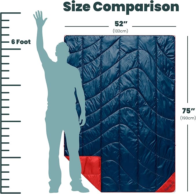 Rumpl Backcountry Puffy Blanket, Ultra-Portable and Lightweight Adventure Blanket, 1-Person (52x75 inches), Deepwater