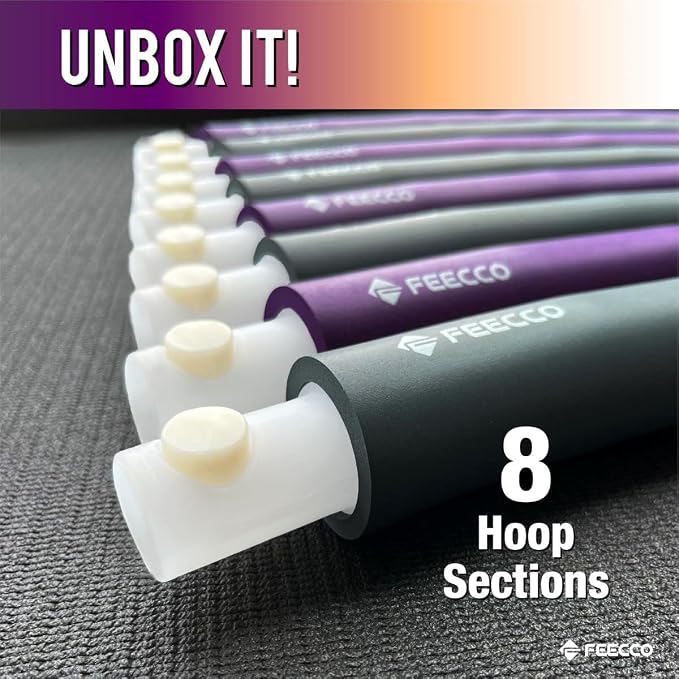 FEECCO Weighted Fitness Hoop, 8 Detachable Sections for Weight Loss