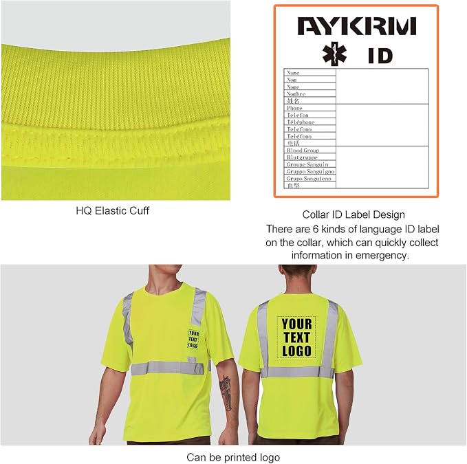 A-SAFETY Safety Shirt,High Visibility Work T Shirt Long Short Sleeve Class 3 (XS-6XL)