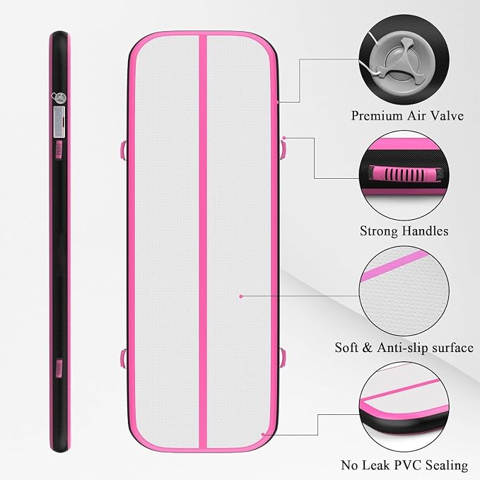 Estgora Gymnastics Mat for Tumbling Tumble Track, Thick Inflatable Gymnastic Training Equipment For kids At Home Gym Cheerleading with Electric Pump