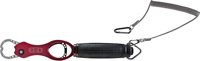 EGO Mini Fish Gripper Tool with Magnetic Release, Extra Wide Jaw, Ergonomic Foam Grip, Aluminum Body, Ideal Fish Lip Gripper for Freshwater and Saltwater, Fishing Gear Compact & Lightweight