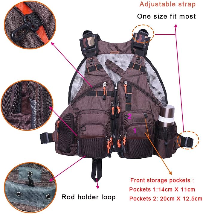 Kylebooker Fly Fishing Vest Pack Adjustable for Men and Women