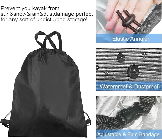 420D Durable 2.6m-6m/7.8-18ft,7 Sizes, 9 Color Durable Kayak Cover Canoe Cockpit Dust Cover, Waterproof UV Sunblock Shield Protector for Fishing Boat,Kayak,Canoe,Paddle Board