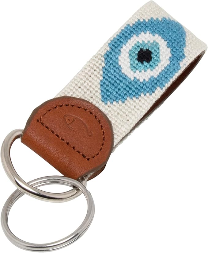 Leather Hand-Stitched Needlepoint Key Fob or Key Chain