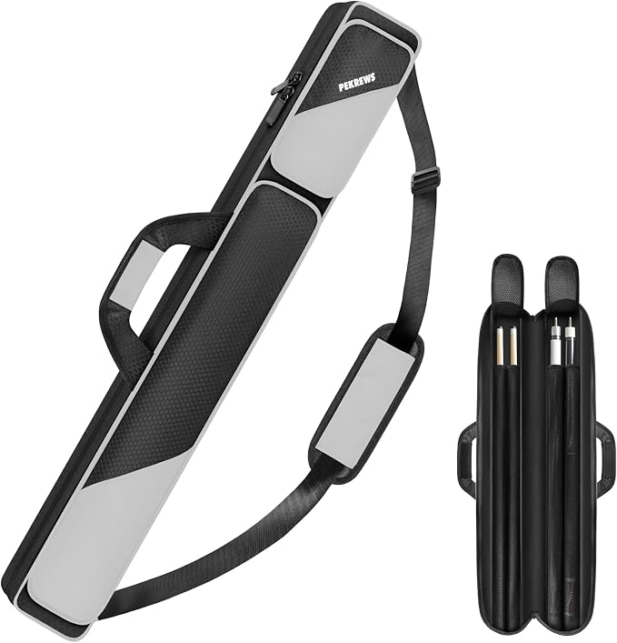 PEKREWS 2x2 Soft Cue Bag Black Grey & 1x1 Soft Pool Cue Bag Black Set