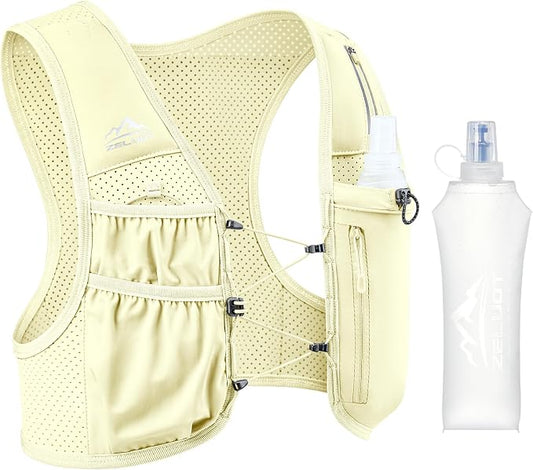 Zelvot Running Vest for Women Men, USA Original Patent, Adjustable Chest Straps Running Hydration Vest with 500ml Soft Flask, Lightweight Reflective Hydration Backpack for Marathon