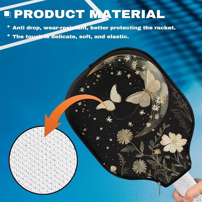 Pickleball Paddle Covers Only for Men and Women Zipper Closure Protection and Decoration