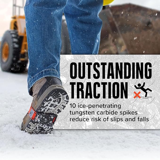 K1 Mid-Sole Ice Cleats for Men & Women - Rotatable Traction Aids For Winter Snow - Hi Vis - Low Profile