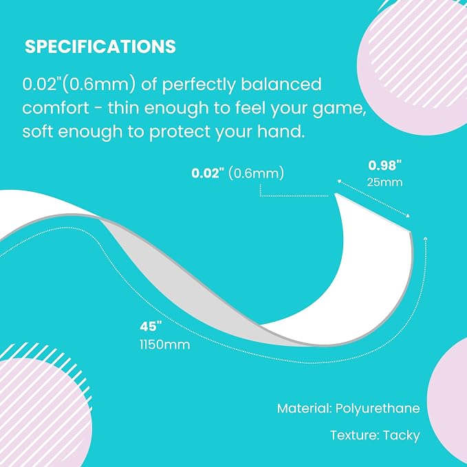 Tennis Tape & Dampener Set - 2 Tacky 45” Long x 0.98” Wide Racket Handle Overgrips & 1 Matching Ping Dampener
