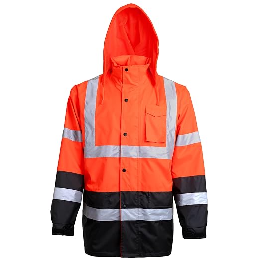 JORESTECH Hi-Visibility Waterproof Rain Jacket with Mesh Lining, ANSI/ISEA 107-2015 Class 3 Type R, Lightweight Wind-Resistant Safety Jacket