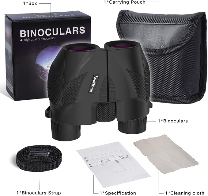 20x25 Compact Binoculars for Adults,High Powered Large Eyepiece Waterproof Binoculars,Easy Focus for Bird Watching,Hiking,Travel and Sport Games