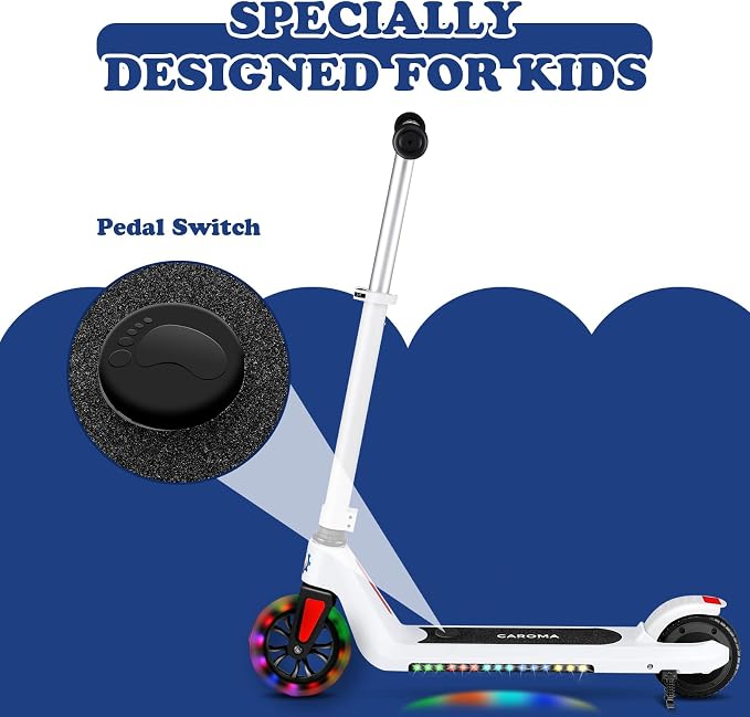 Caroma Electric Scooter for Kids Ages 6-14, 120W Motor & 15 Mph, 85 Mins Ride Time, Adjustable Height & Speed, LED Display, Kids Electric Scooter, Best Gifts for Boys & Girls