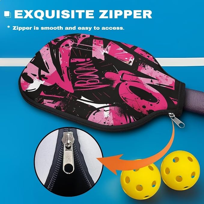 Pickleball Paddle Covers, Fits Standard Pickleball Racquets, Durable Zippered Paddle Cover Universal 8.6 x 11.4Inch