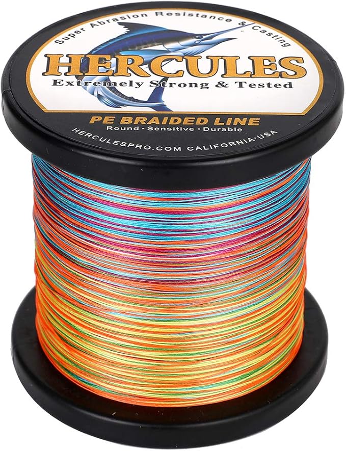 HERCULES Cost-Effective Super Cast 8 Strands Braided Fishing Line 10LB to 300LB Test for Salt-Water,109/328/547/1094 Yards(100M/300M/500M/1000M),Diam.#0.12MM-1.2MM,Hi-Grade Performance,Variety Colors