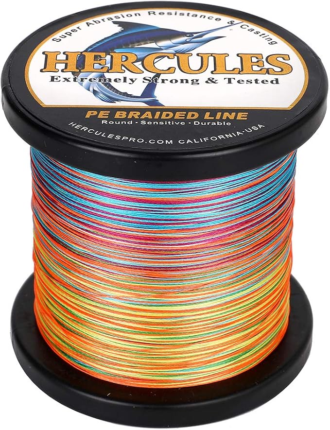 HERCULES Cost-Effective Super Cast 8 Strands Braided Fishing Line 10LB to 300LB Test for Salt-Water,109/328/547/1094 Yards(100M/300M/500M/1000M),Diam.#0.12MM-1.2MM,Hi-Grade Performance,Variety Colors