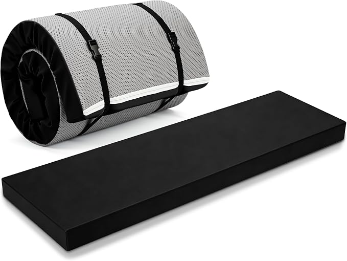Lyrow 3 Inch 72"x 24" Thick Foldable Yoga Mat with Carry Strap, Non-slip Portable Foam Gym Mat for Yoga, Pilates and Stretching