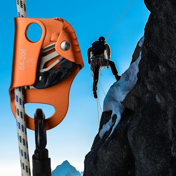 CE Chest Ascender, 100kgs Strong Climbing Rappelling Gear Equipment for Rock Climbing, Tree Arborist, Climbing Rescue Caving, Mountaineering, 8~13MM Rope, 4kN, Orange