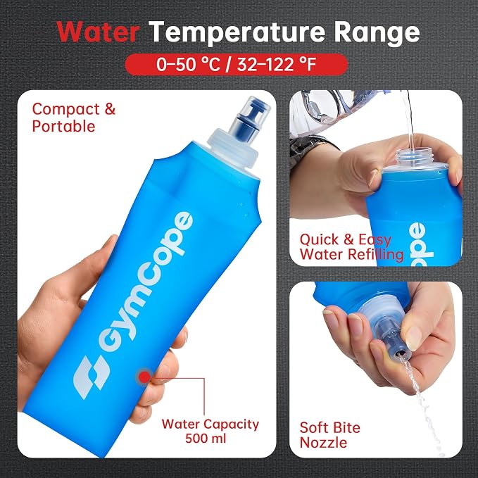 GymCope Running Vest for Women and Men, Lightweight Hydration Backpack with 500ml Soft Flask and 1.5 L Hydration Bladder, Running Hydration Vest for Marathon, Hiking, Trail and Road Running
