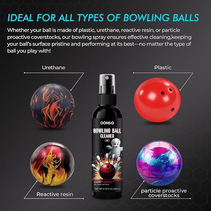 Bowling Ball Cleaner Spray - 2 Pack Bowling Cleaner Set with Cleaning Towel, Portable Bowling Accessories Kit - Removes Oil, Stains & Scuffs - Enhances Grip, Restores Tack & Prolongs Lifespan of Ball
