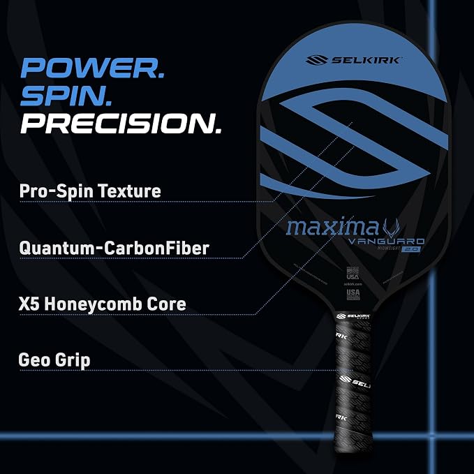 Selkirk Sport Vanguard Hybrid Pickleball Paddle | Carbon Fiber Pickleball Paddle with a Polypropylene X5 Core | Pickleball Rackets
