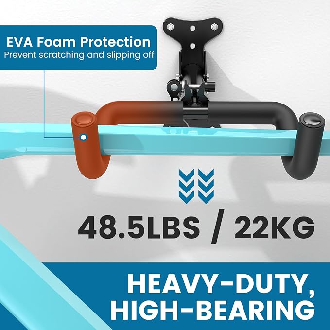Housolution Bike Wall Mount - [1 Pack] EVA Foam Padded up to 48.5 lbs, Carbon Steel, Valve Mechanism, Heavy-Duty Adjustable Bike Wall Hanger for Road, Mountain and Hybrid Bikes, Garage & Apartment