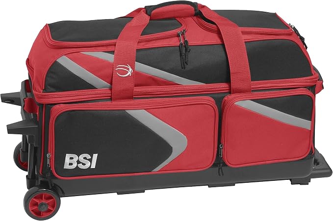 BSI Dash Roller Bowling Bag with Smooth Rolling Wheels, Padded Ball Compartment, Retractable Locking Handle, & Shoe Pocket