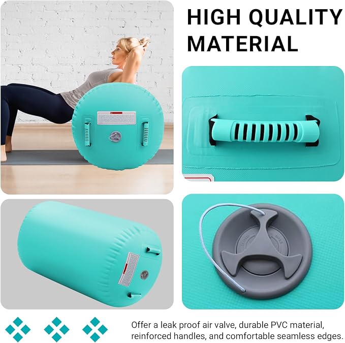 CZGBRO Gymnastics Barrel Air Roller with Pump, Inflatable Tumbling Equipment Air Mat Octagon Mat for Backhandspring Training Cheerleading Home Use