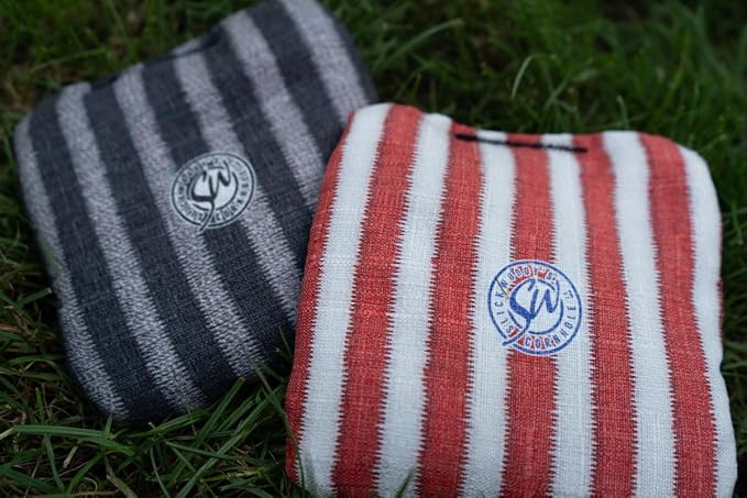 Slick Woody's Official Brand Beer + American Flag Cornhole Bags – Resin-Filled Tournament Performance with Dual Sided Professional Use Fabric- Set of 4