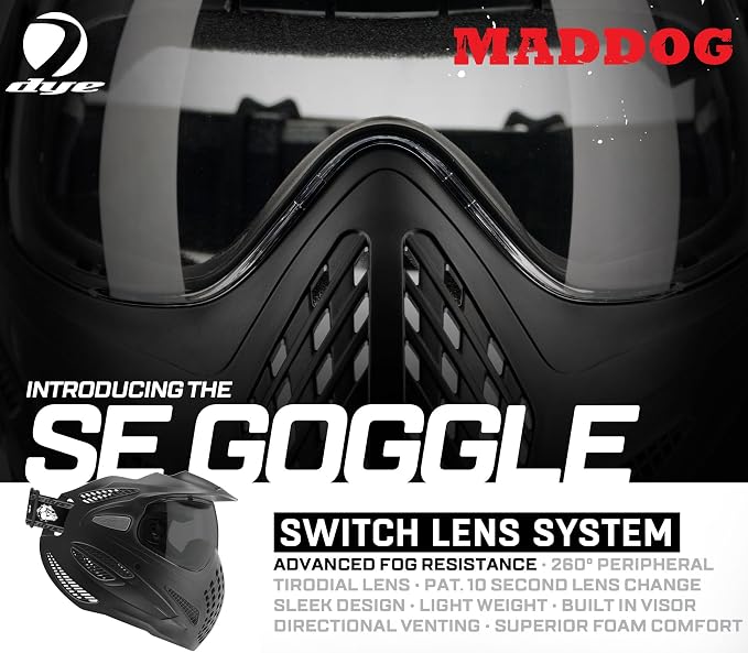 Maddog Dye SE Special Edition Paintball Mask Goggle System | Replaceable SLS Thermal Dual-Pane Anti Fog Lens | Adjustable Full-Face Safety Certified Protection