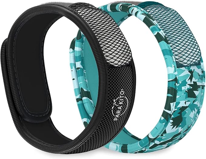 PARA'KITO Mosquito Repellent Bracelets + Refill Pellets Bundle | Peppermint Oil, Essential Oils | Hiking & Camping Accessories | Paraben Free, DEET Free - 2 Wristbands & 2 Refills (Black + Conceal)