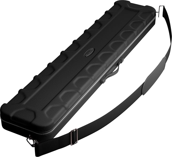 Casemaster Parallax Guard 2x2 Billiard Cue Case, Holds 2 Butts and 2 Shafts, Foam-Padded Pool Stick Case, Water-Resistant 600D Oxford, Zippered Pockets, Rubberized Handle