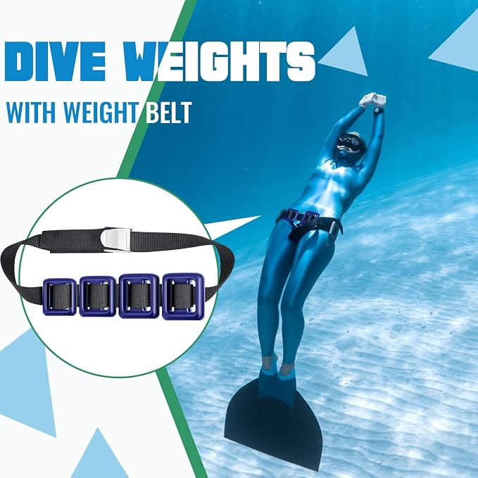 Tellegloww 4 Pcs Dive Weights Belt for Scuba Diving Coated Dive Weights Nylon Dives Belt with 1 Metal Quick Release Buckle for Free Diving Spear Fishing