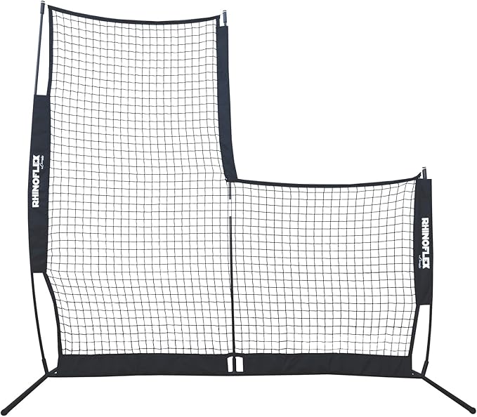 Champion Sports Rhino Flex Reversible Baseball Protective L Screen Pitching Net with Carry Bag,Black