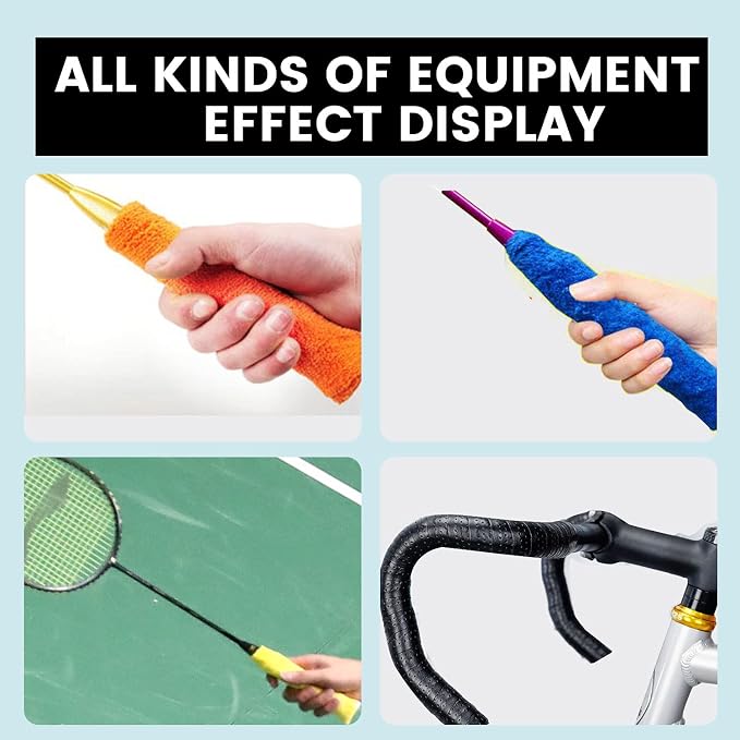 GLL Super Absorbent Cotton Towel Handles Protection Toweling Racket Overgrip Skid Resist Absorb Sweat Grip Tape for Tennis Badminton Racquetball Squash Baseball