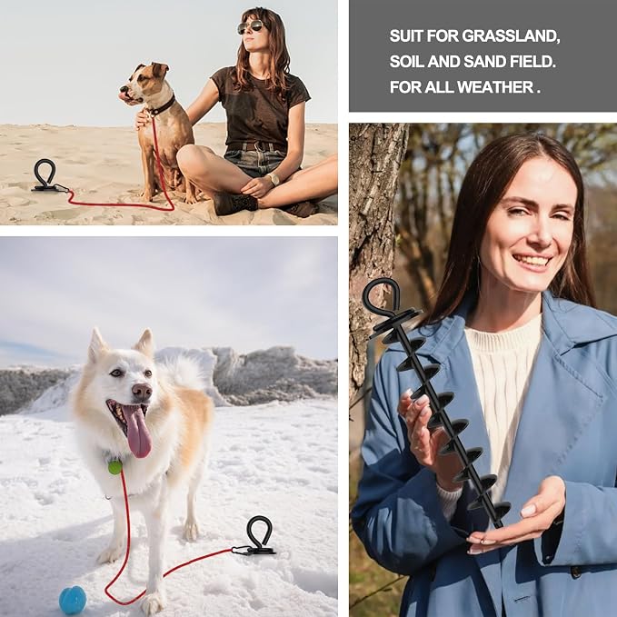 Eurmax USA Heavy Duty Dog Tie Out Stake, No-Tangle In Ground Anchor Runner for Large Dogs up to 210 Lbs - Perfect for Yard, Beach and Camping (Large,Black)