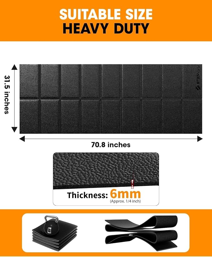 Stepwaver Walking Pad Mat for Carpet, Treamill Mat for Hardwood Floors, High Density, 1/4 Thickness, Folable, Floor Protection Mats for Bikes, Elliptical, Treadmill