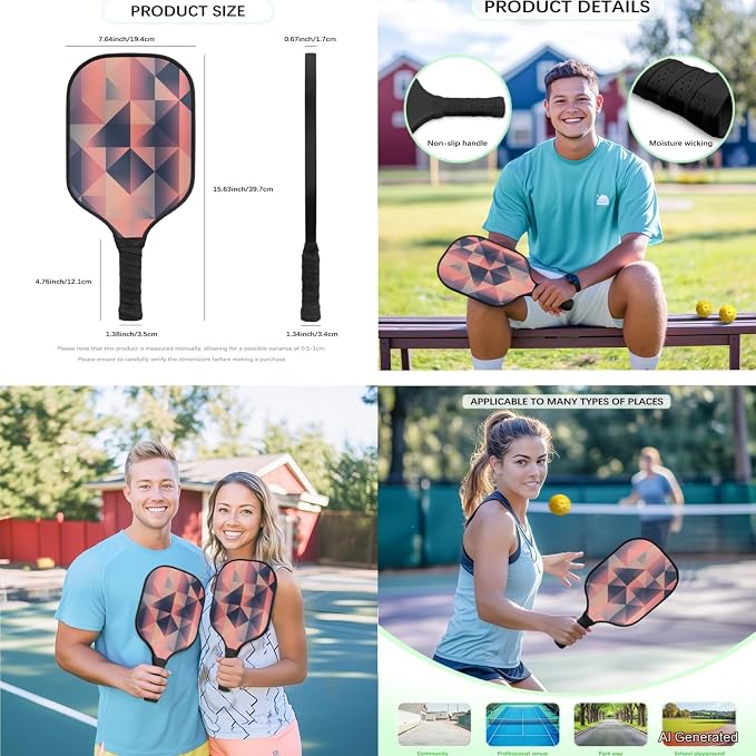 Pickleball Paddles Set 3PCS Pickleball Paddle Case Pickleball Racket Pickleball Bag Ideal for Beginners Gifts