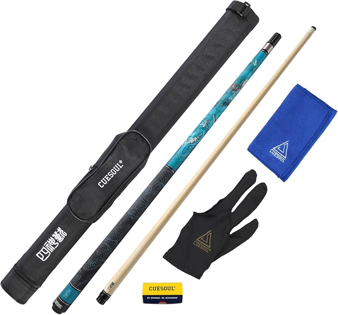 CUESOUL 19oz Pool Cue with Black case,13mm Tip,58inches Mythological Symbols Pattern 4 Styles