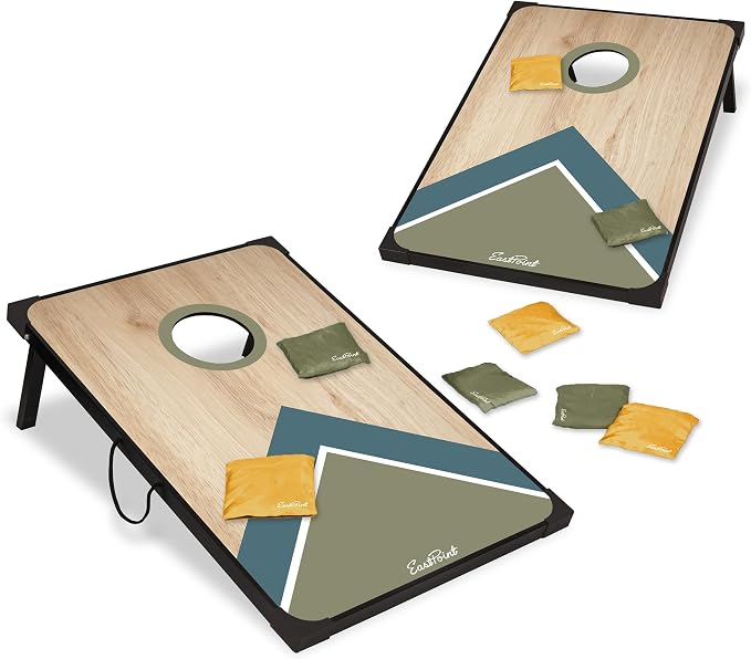 EastPoint 2' x 3' MDF Cornhole Board Set - 2 Boards & 8 Bean Bags - Bean Bag Toss with Storage & Carry Handles - Durable MDF for Outdoor Family Games - Tailgate Games & Beach Play
