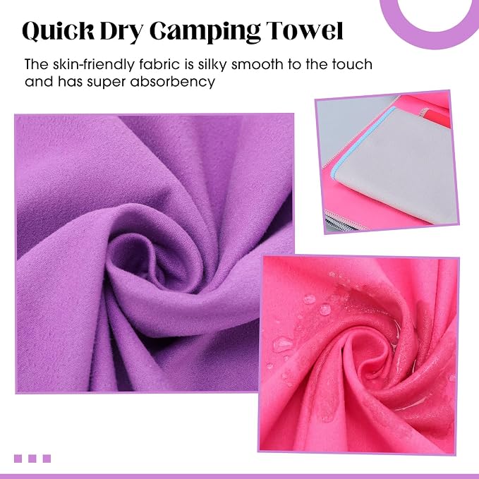 Batiyeer 6 Pcs Quick Dry Camping Towel Set 3 Sizes Microfiber Travel Towel with 2 Mesh Bags, Lightweight Ultra Absorbent Gym Beach Towels for Swimming, Hiking, Yoga, Backpacking, 6 Colors (Bright)