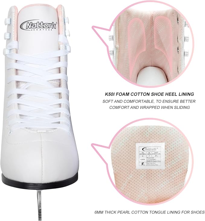 Nattork Figure Skates for Boys and Girls Excellence Stainless Steel Blades Ice Figure Skating with Enhanced Support Strength Performance and Ultimate Comfort