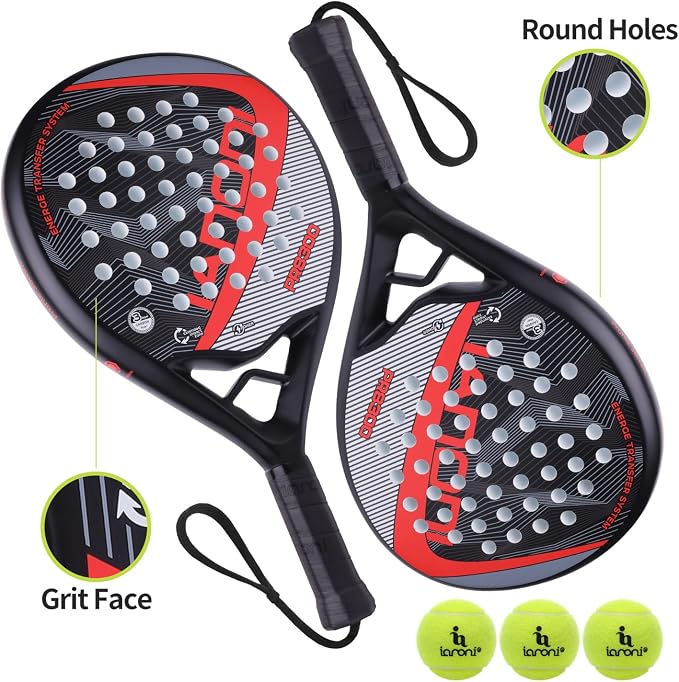 Padel Racket Carbon Fiber Surface with EVA Memory Flex Foam Core Lightweight Padel Racquet