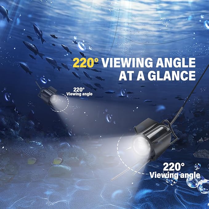 5inch Portable Fish Finder Camera Underwater Fishing Camera, 220° Wide Angle Infrared Night Vision, Host IP65 Waterproof Ice Fishing Camera for Ice, Lake and Boat (A)