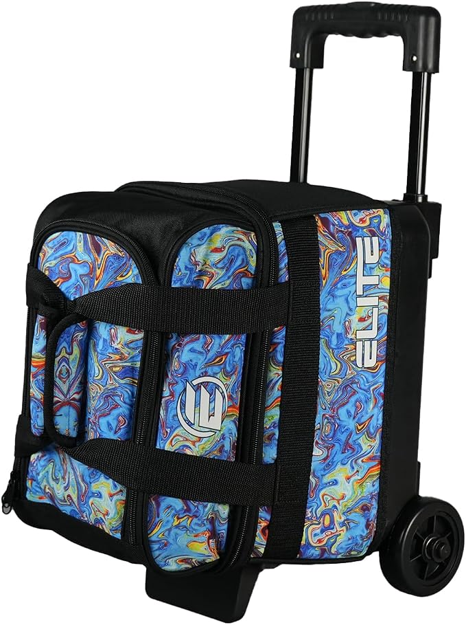 ELITE Basic Single Roller Bowling Ball Bag | Multiple Colors | Fits Up to Size 10.5 Shoes | Compact Design | Bowling Bags With Wheels
