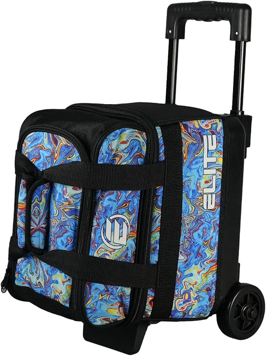 ELITE Basic Single Roller Bowling Ball Bag | Multiple Colors | Fits Up to Size 10.5 Shoes | Compact Design | Bowling Bags With Wheels